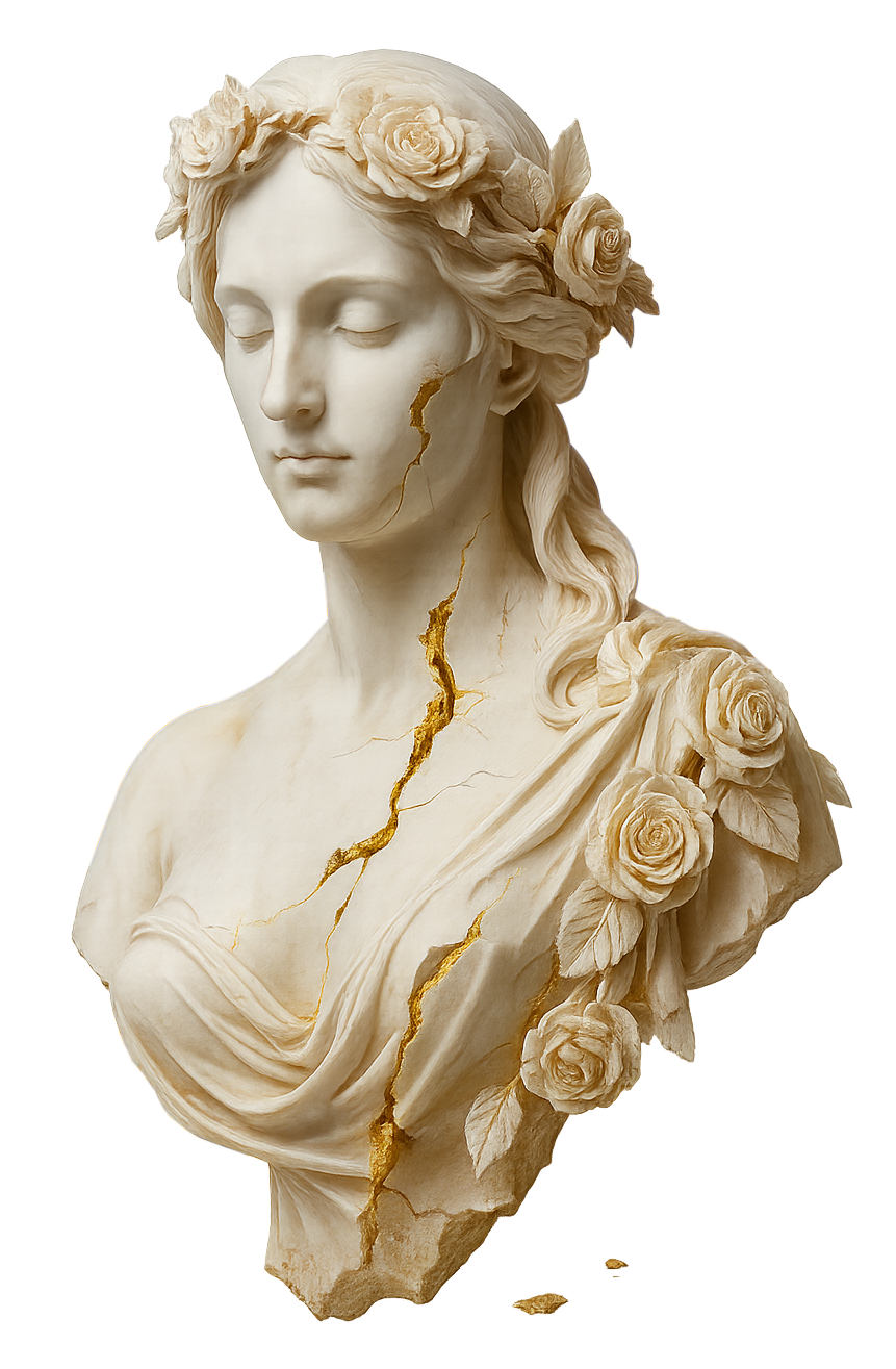 Hero Sculpture of a Lady with floral accents, representing CTRL Agency philosophy.